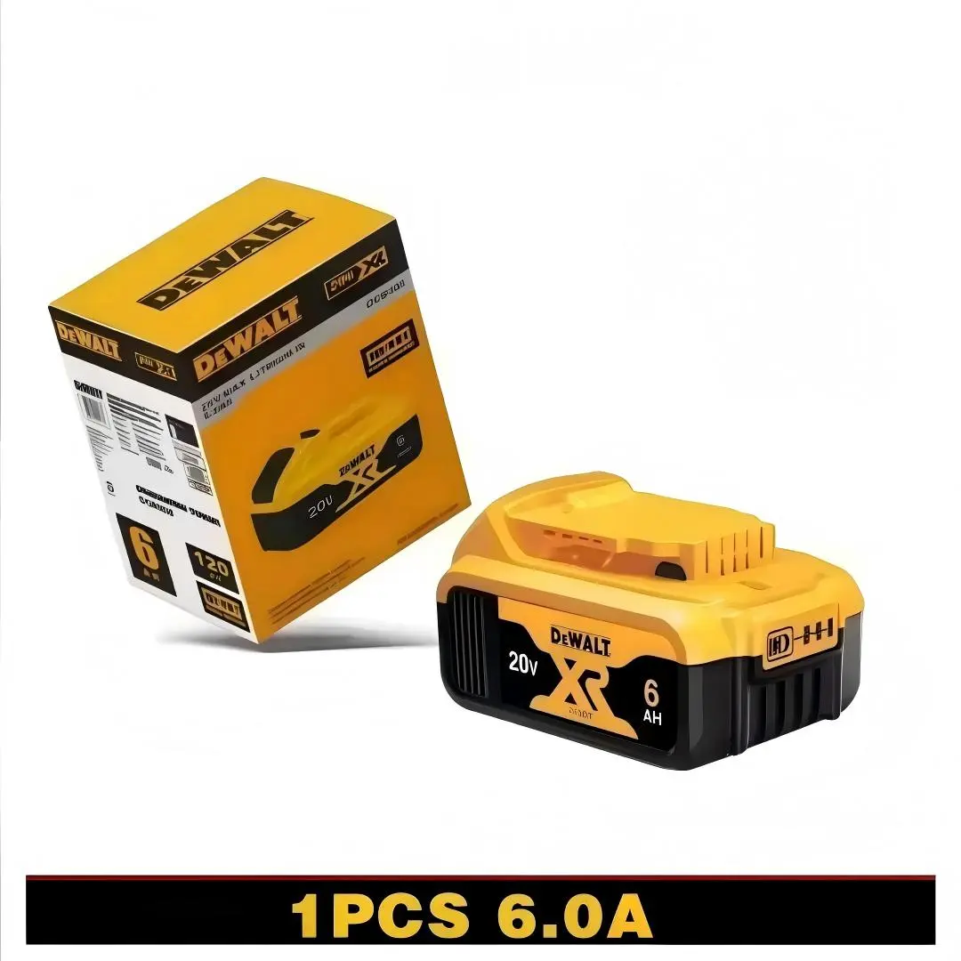 Dewalt 20V MAX 6 Ah Lithium Ion Cordless Tool Battery (DCB206) - Rechargeable Battery Powered, 3-LED Fuel Gauge, High-Capacity Cells for Power Tool Accessories Power Tool Batteries Replacement Battery