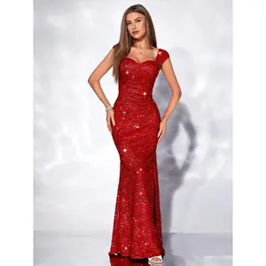 Women’s Glitter Sequin Mermaid Dress, Elegant Off-Shoulder Party Evening Gown, Ladies’ Clothing for Cocktail and Prom