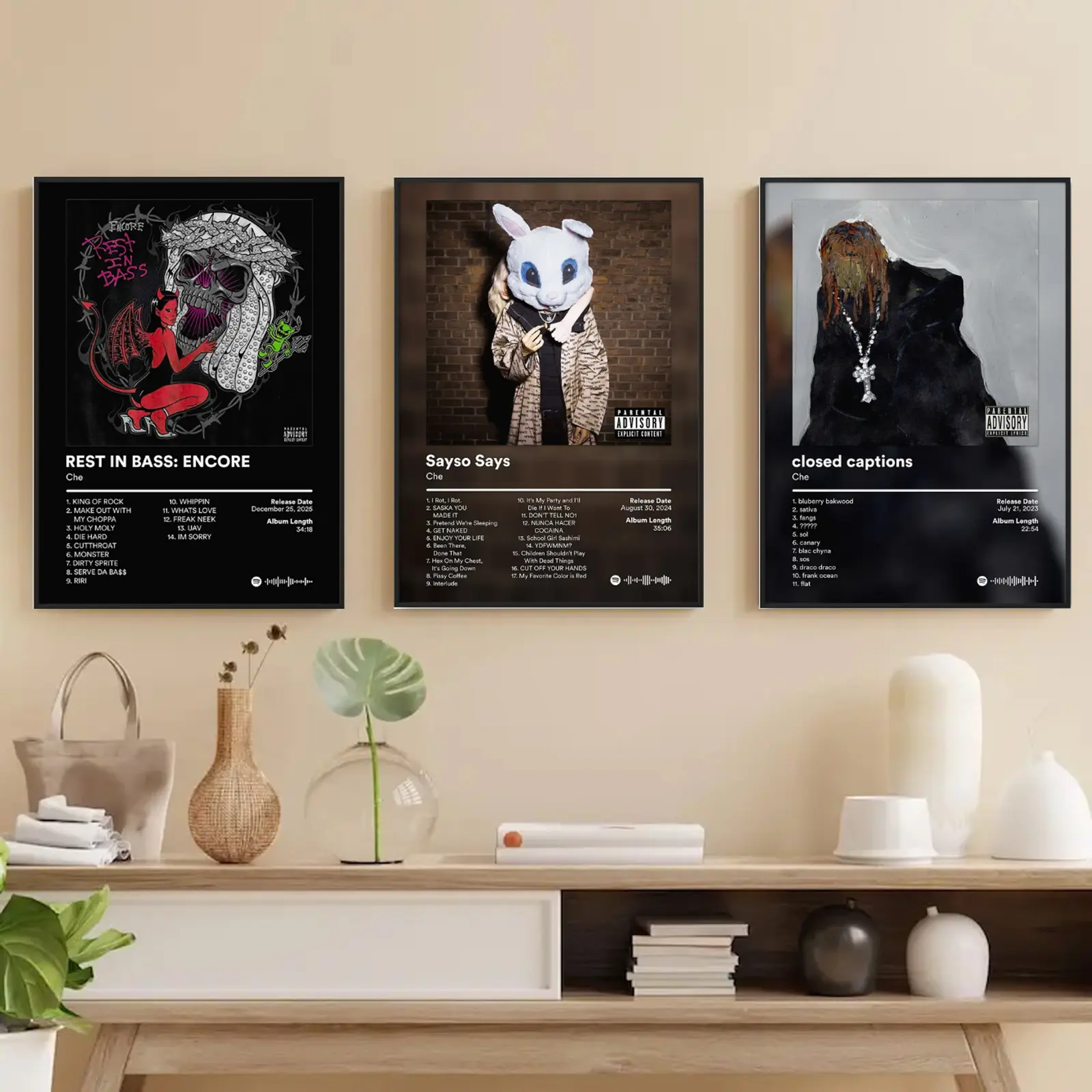 Set Of 3 Che Album Cover Poster Underground Rap Cool Premium Wall Art Poster Unframed HD Print Home Office Decor Unique Trendy Gift