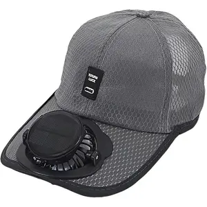 Adult Summer Solar Powered Hat with Fan, Unisex Breathable Mesh Sun Protection Cap, Outdoor UV Shield Duckbill Hat for Men and Women, Hat with Solar Powered Fans
