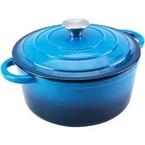 Enameled Cast Iron Dutch Oven Pot with Lid Heavy-Duty Cookware for Bread Baking, Braising, Stews, Roasting,4QT,blue