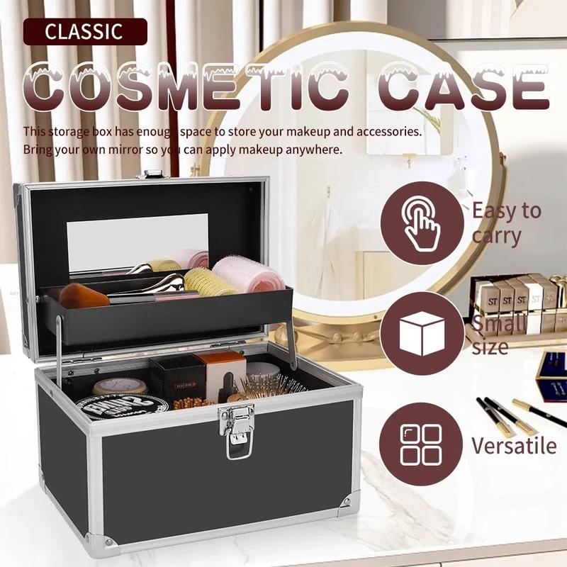 3-Tier Makeup Organizer with Mirror - Portable Mini Storage Beauty Box, Jewelry Case & Nail Art Toolbox for Professionals, Compact Design, Highquality Case, Travelfriendly Users
