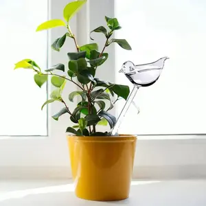 Self Watering Globes Plant Waterer Device Bird Shape Hand Blown Clear Glass Bulb for Indoor or Outdoor Plants, 1 Pack