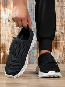 Men's Casual Sports Shoes, Breathable Slip-On with Adjustable Velcro Closure, Comfortable for All Seasons, Ideal for Wide Feet & Daily Use