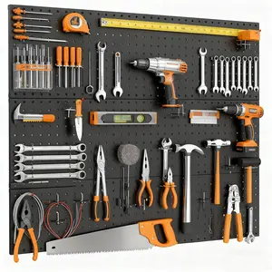 3 Pack Metal Pegboard Panels, 36" x 24" Steel Peg Board Wall Organizer with Flexible Layout for Garage Storage, Workshop, Kitchen & Craft Room Tool Organization, Black