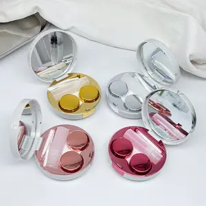 Round Marble Pattern Contact Lens Case Set, Dual Storage Design, Elegant Beauty Organizer for Contact Lenses, Durable & Stylish Holder