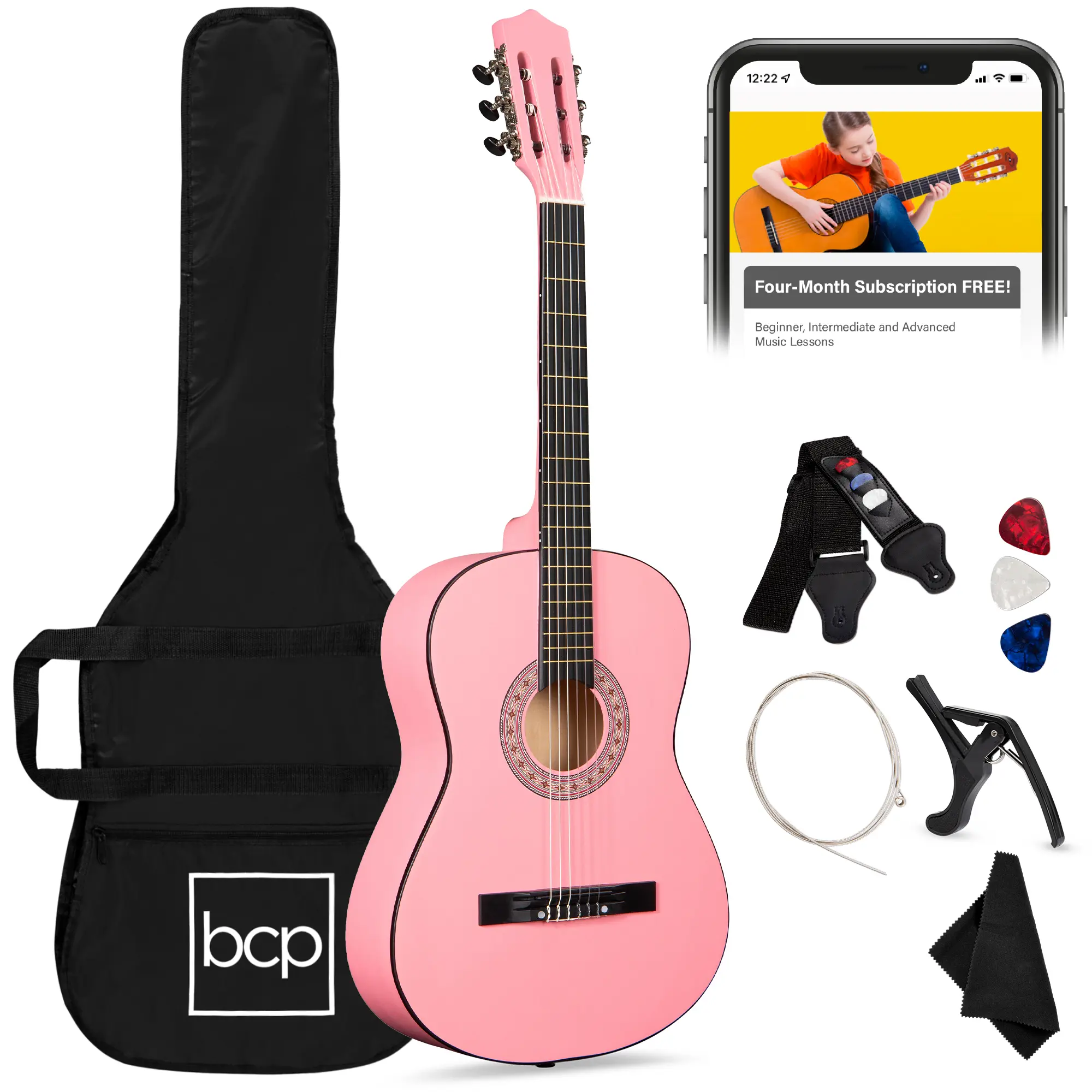 Best Choice Products 38in Beginner Acoustic Guitar Starter Kit w/ Gig Bag, Strap, Strings Best Choice Products 38in Beginner Acoustic Guitar Starter Kit w/ Gig Bag, Strap, Strings