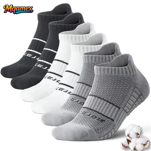 Mqamex 12 Pairs Adults' Unisex All Season Geometric Knitting Sport Socks - Minimalist Quick-Drying Cotton Jacquard, Secure Arch Support, Machine Washable, Tennis-Running Ready, All Season Socks