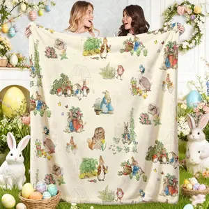 Peter Rabbit Farm Fairy Tale Blanket, High-Weight Flannel Fabric, Soft and Warm, Anti-Wrinkle, Easy Clean, Perfect Gift for Home Decor, Cartoon Pattern Blanket