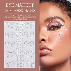Self Adhesive Face Gems Stickers Hair Jewels Rhinestones Festival Rave Accessories Eco-Friendly Skin-Safe Eye Makeup Women Glow Eyeliner Glitter Star Solid Color
