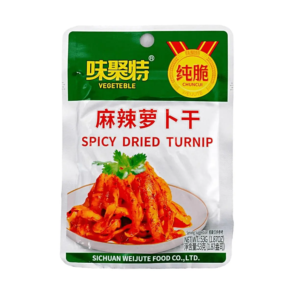 WEIJUTE Sichuan Spicy Pickled Radish - Authentic Mala Flavor, Ready-to-Eat Side Dish, 53g