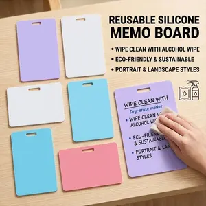 Silicone Badge Tags, Colorful Erasable Memo Cards with Dry Wipe Surface for Students and Teachers, Reusable Multi-Size Labels for Home & Office Organization