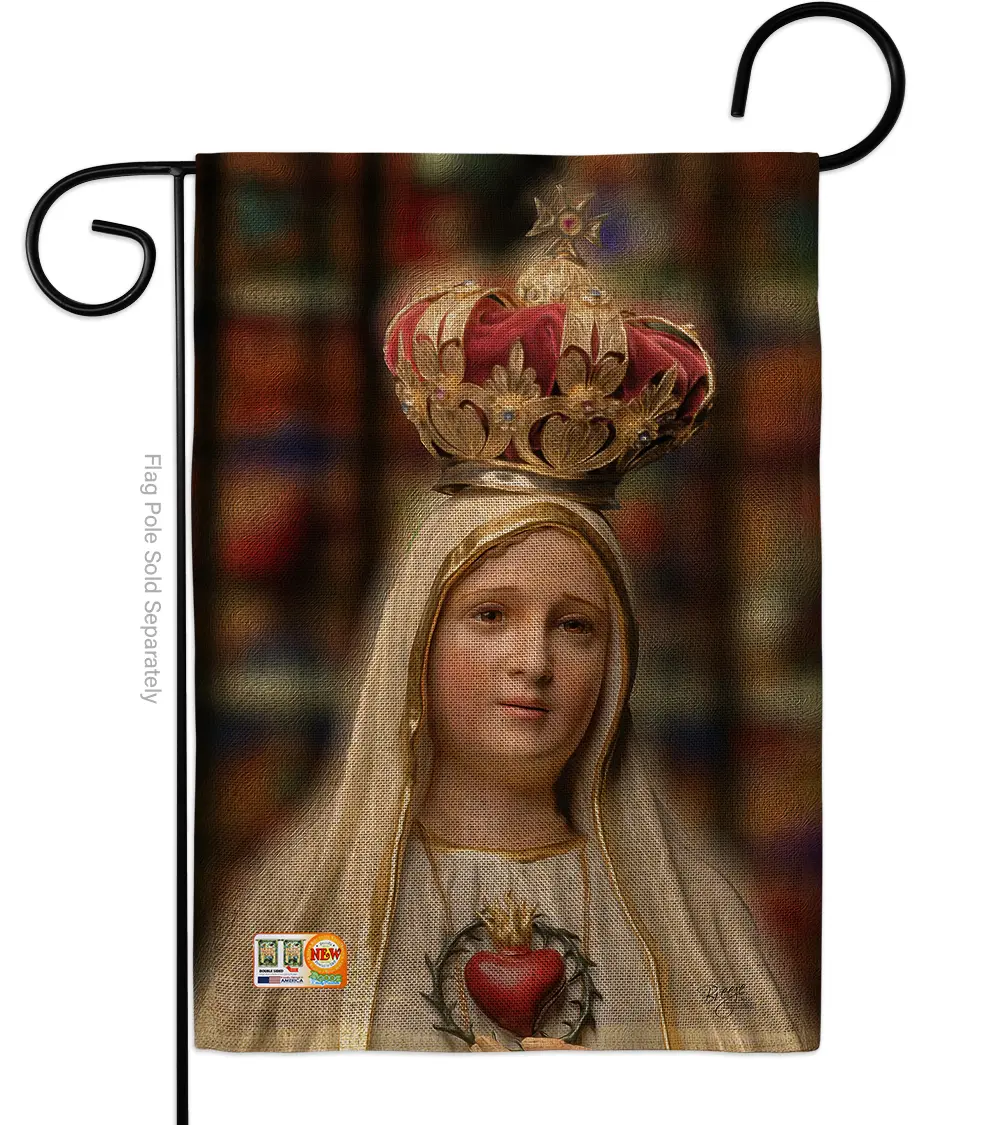 13" x 18.5" Double-Sided Our Lady of Fatima Burlap Garden Flag, Soft to the Touch, Inspirational Faith & Religious Impressions Vertical Decor for Indoor & Garden Use