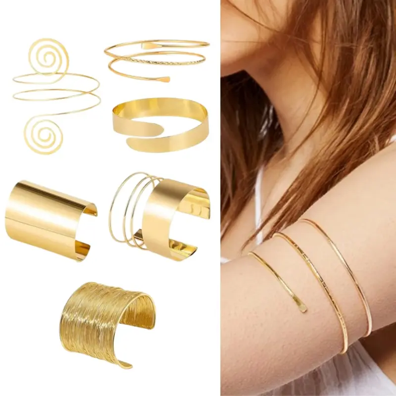 6 pcs open metal upper arm armband, adjustable design, suitable for Valentine's Day, birthdays, anniversaries, graduation ceremonies, parties