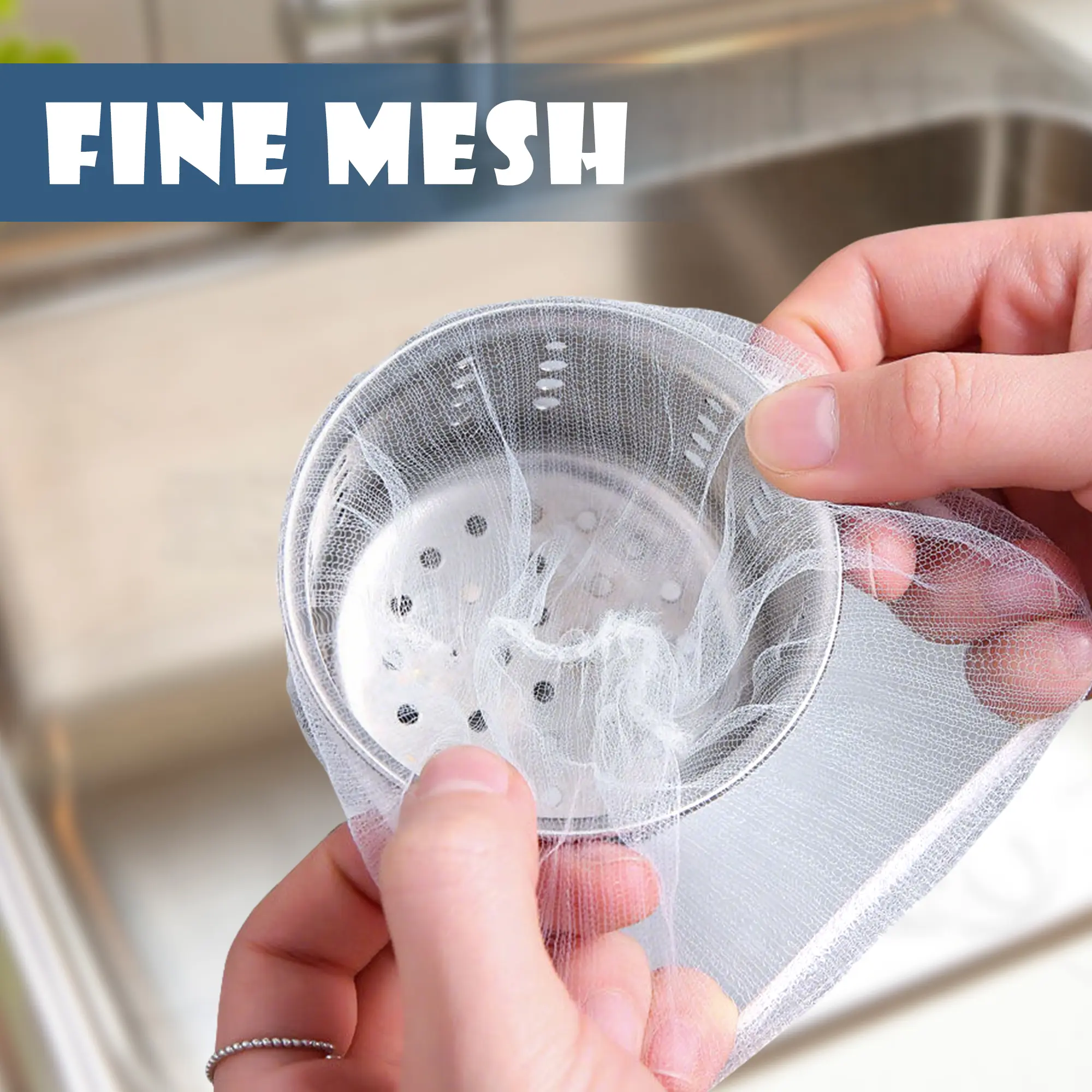 300 Counts Kitchen Disposable Mesh Sink Strainer Bag, Prevents Clogging and Collects Waste Utility Sturdy