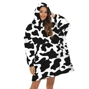 Moodie™ Cozy Blanket Hoodie - Limited Series Cow Sky and Galaxy Print Cuddly Soft Flannel Sherpa Fleece One Size Fits Most Machine Washable All Season Comfort