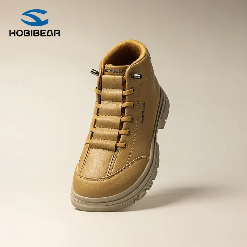 HOBIBEAR Men's Wide-Toe Mid-Top Ankle Boots, Wear-Resistant Rubber Outsole, Vintage Outdoor Casual Work Footwear for Unisex Use