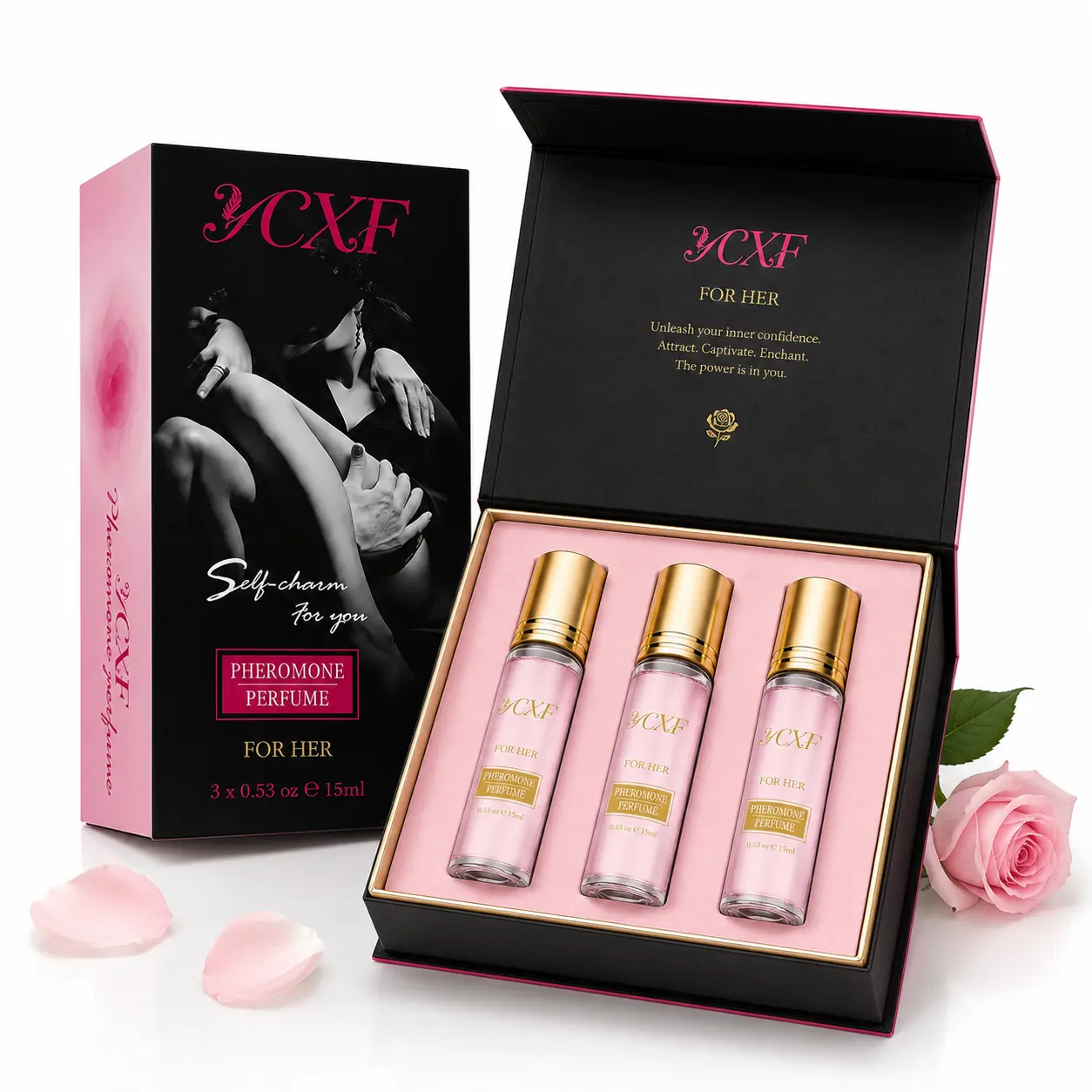 Women's Roll-On Pheromone Perfume, Travel Size, Enchanting Fragrance, Long-Lasting Fragrance Perfume Oils, 0.53 Fl Oz (15Ml), Ideal for Daily Use & Gifts
