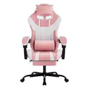 SEYABER Stylish two-tone gaming chair with height adjustment and swivel function; breathable, easy-to-clean PU leather; quiet casters; comfortable for long hours of sitting; ergonomic office chair with lumbar support and a thick, high-density seat cushion