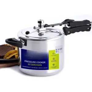 (6.3 Quart / 6 Liter)  Cooker, 7 Servings, Aluminum  Cooker With Multiple Safety Systems and Heat Resistant Handles For Stews, Soup, Meat, and Beans
