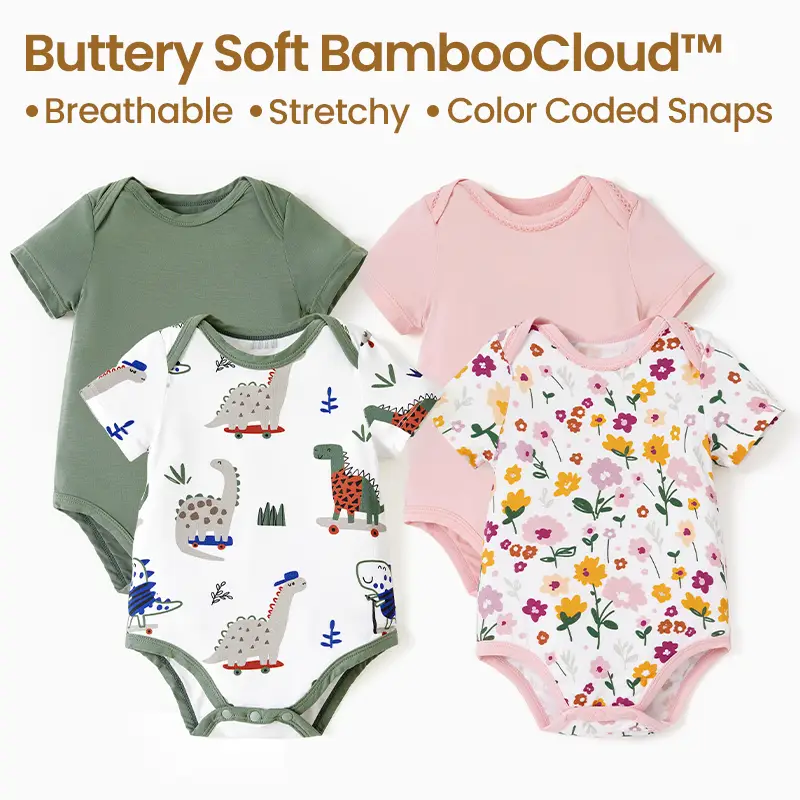 PatPat 【Two-piece Set】Baby Boy/Girl Bamboo Fabric Unisex Bodysuits One-pieces