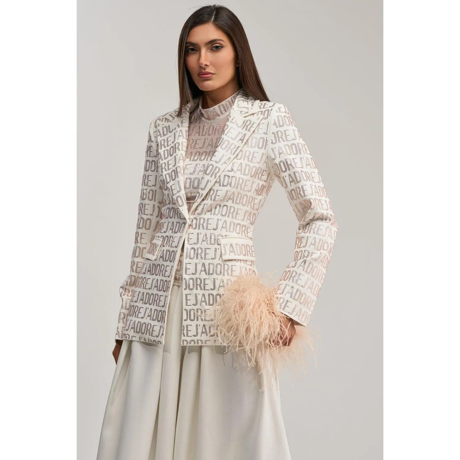 J'ADORE EMBELLISHED BLAZER IN WHITE J'ADORE EMBELLISHED BLAZER IN WHITE