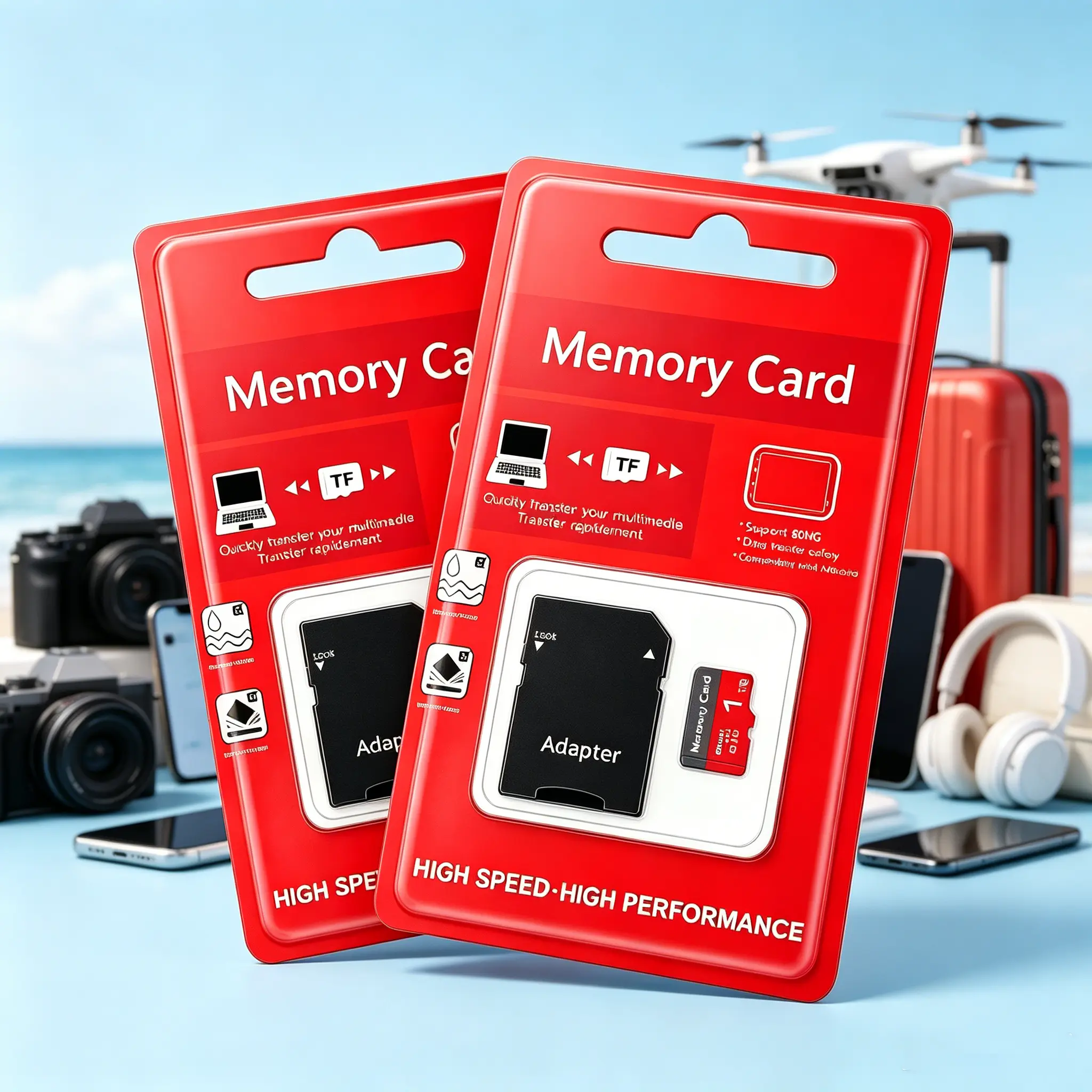 2 Sets Micro SD Card for Car Audio, 1TB MicroSDXC Card for Mobile Phones, Durable Micro TF SD Cards for Dash Cams, SD Memory Card & SD Card for Surveillance Cameras and PC File Storage