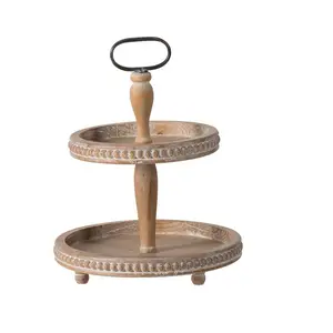 Barbara King 2-Tiered Wooden Dolloped Serving T ray
