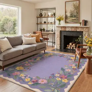 【Deals For You Days】GENIMO Home Rug – Soft, Non-Slip, Pet Friendly, Machine Washable Area Rug, Floor Carpet Perfect for Living Room, Bedroom, Kitchen, Hallway, Stylish Home Decor ,ARF3240-LAVENDER BLOOM