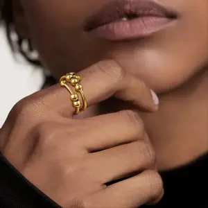 Spiral Bead Anxiety Relief Stress Relief Open Ring Round Bead Rotating Bead Ring Best Friend Gift for Women