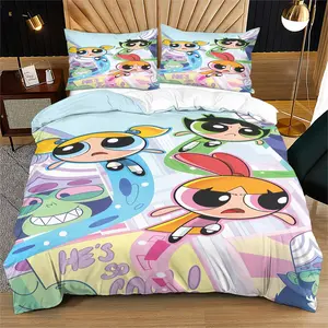 The Powerpuff Girls Soft Durable Bedding Set with 1 Duvet Cover and 1 or 2 Pillowcases, Excluding The Core And Pillow Core, Ideal Youth and Adult Gift for Modern Bedroom Decor