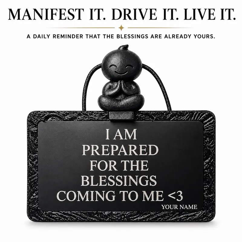 Manifestation Car Hanging Ornament with Custom Name – Premium Engraved Metal