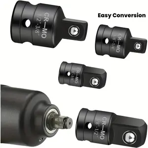 4-piece socket converter adapter kit, heavy-duty locking impact socket adapter set, pneumatic impact socket connector, socket adapter, universal wrench adapter kit, compatible with ratchet wrenches and standard socket wrenches