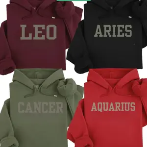 Minimalist Zodiac Astrology Hoodie, Horoscope Sign Graphic Hoodie, Bold Zodiac Letter Hoodie