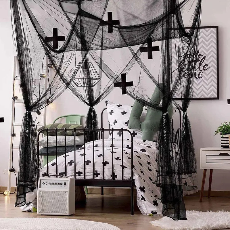 Mesh Bed Mosquito Net, Christmas Decor Solid Color Simple 4-corner Mosquito Net, Summer Bedding Accessories for Home Bedroom, Cool Bedroom, Girl Bedroom Accessories, Home Decor, Christmas Gifts, Christmas Decorations, Mosquito Netting, Mesh Netting Sides
