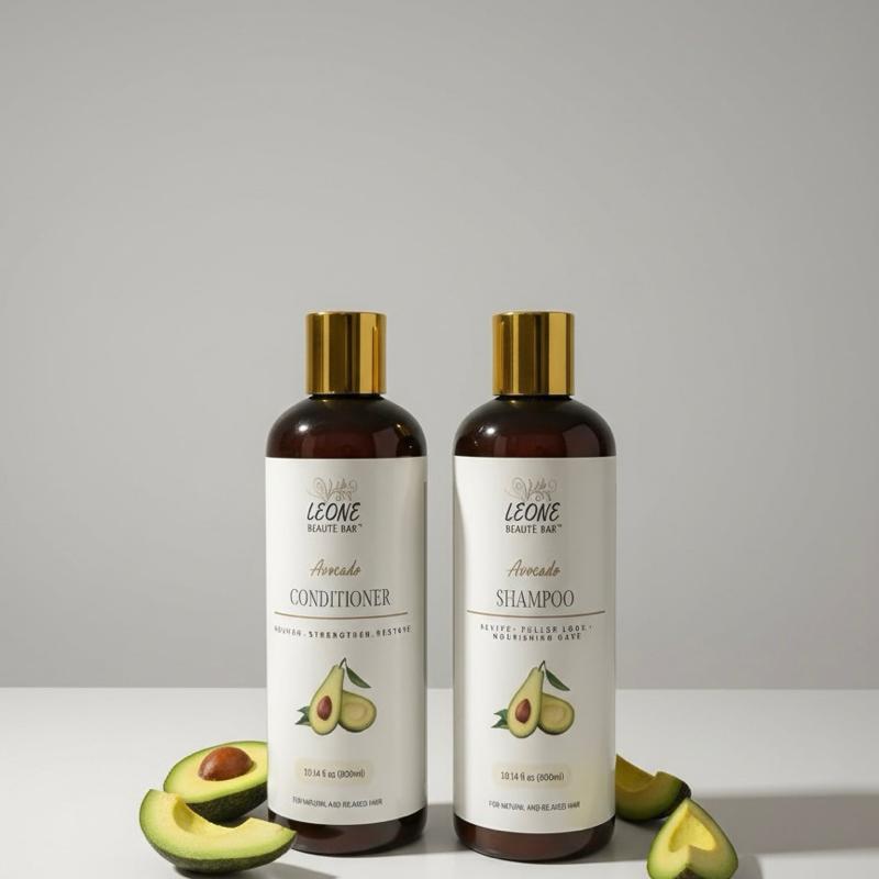 Leone Beauté Bar Avocado Shampoo & Conditioner set With Rice Protein & Vitamin E 10.14 Fl Oz 300ml Hydrate Moisturize Moisture Hydrating
