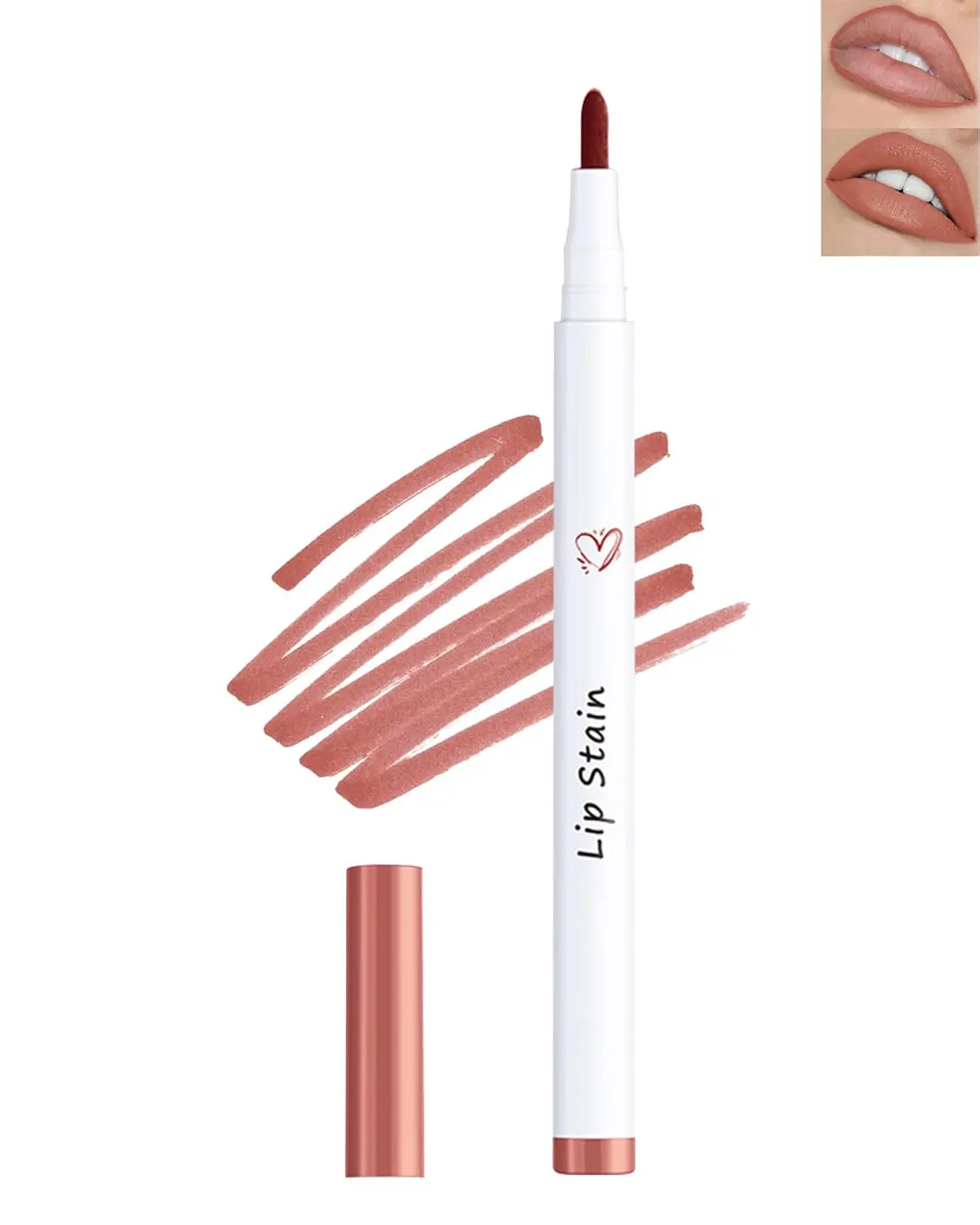 Lip Stain Marker Pen, Nude Brown Lip Liner Stain Liquid Lipstick Lipliner Pencil Longlasting Waterproof, Matte Lip Color Lipstain Tint Precise Chisel Tip Marker Lipgloss Lip Makeup for Women-05