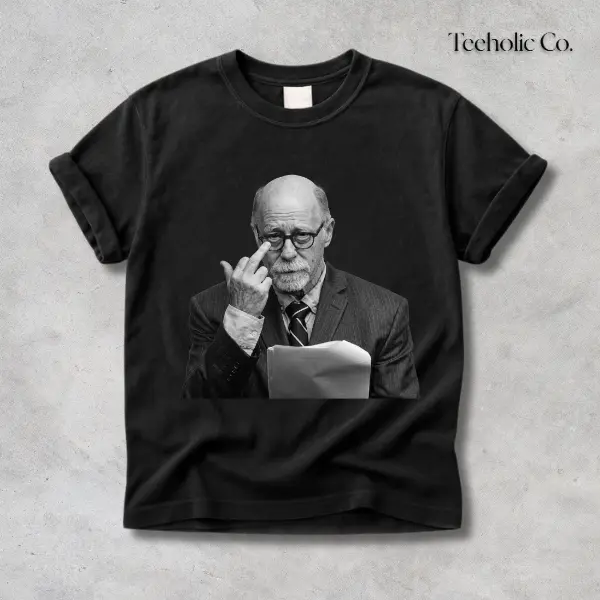 Dr. Donald Condie Middle Finger Courtroom Lawyer Portrait T-Shirt, Trendy Tops for Women for Men