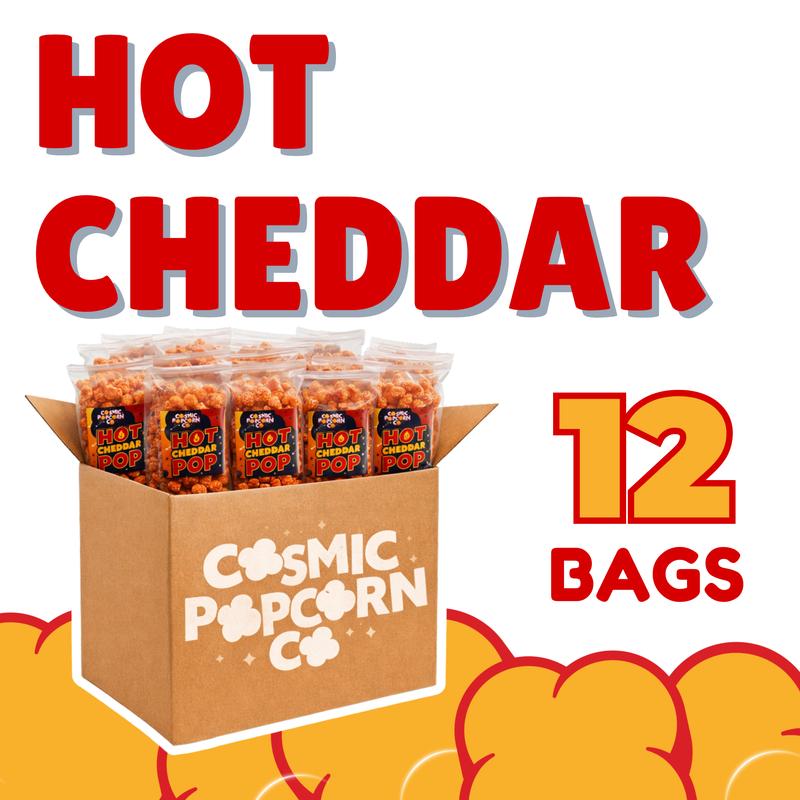 12 Bags of Hot Cheddar POP! Lightly Seasoned Gourmet Popcorn by the Case