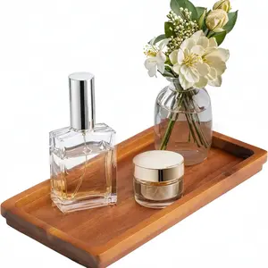 Bathroom Vanity Tray 11.8 x 5.9 inches of Natural Acacia Wood - Elegant Organizer for Cosmetics, Jewelry, Perfume, Candle, Key - Premium Wood Tray for Bathroom, Kitchen, Countertop, Toilet Tank, Sink