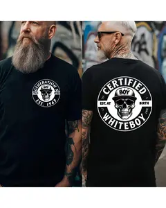 Certified Boy Est. at Birth Whiteboy Skull Print Shirt, Customize Year GenX 2 Side T-Shirt