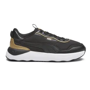 PUMA Womens Runtamed Metallics Lace Up Sneakers Shoes Casual - Black