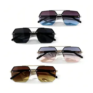 4 Pack Retro 70s Rimless Square Sunglasses for Women Men Fashon Glasses