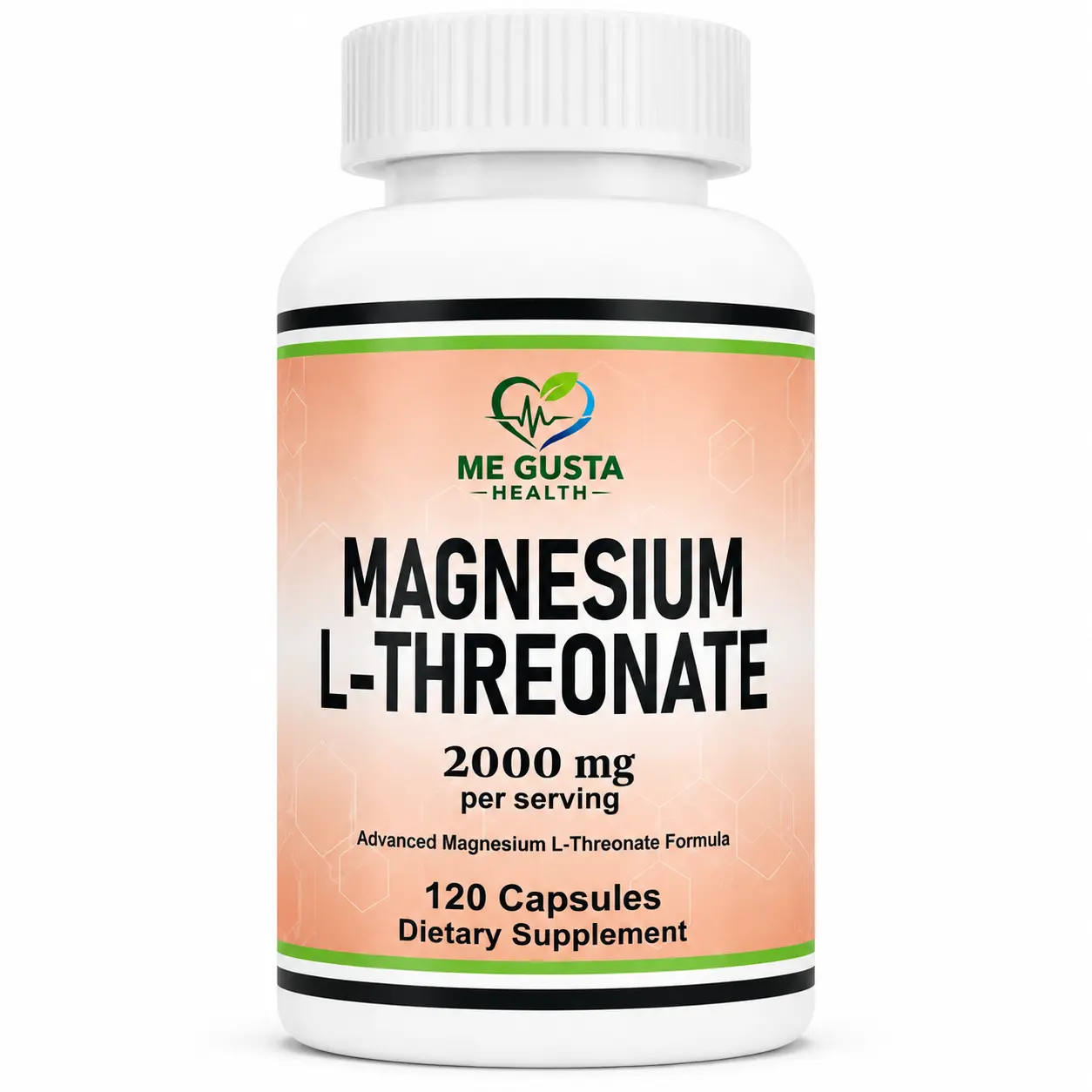 Magnesium L-Threonate Capsules 2000mg, 144mg Elemental Magnesium, High Absorption Magnesium Supplement for Cognitive Wellness, Brain Support & Nervous System, 120 Capsules