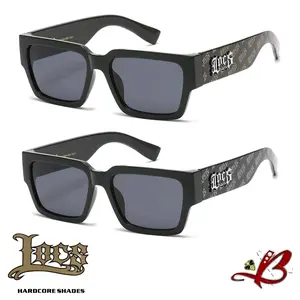 Locs Streetwise Glossy Gold or Silver Logo Print Hip Hop Retro Modern Hardcore Shades Original Gangster Style Authentic & Original Locs  Chicano Biker Cholo OG Dark Polycarbonate Lens Sunglasses tiktok shop Black Signature