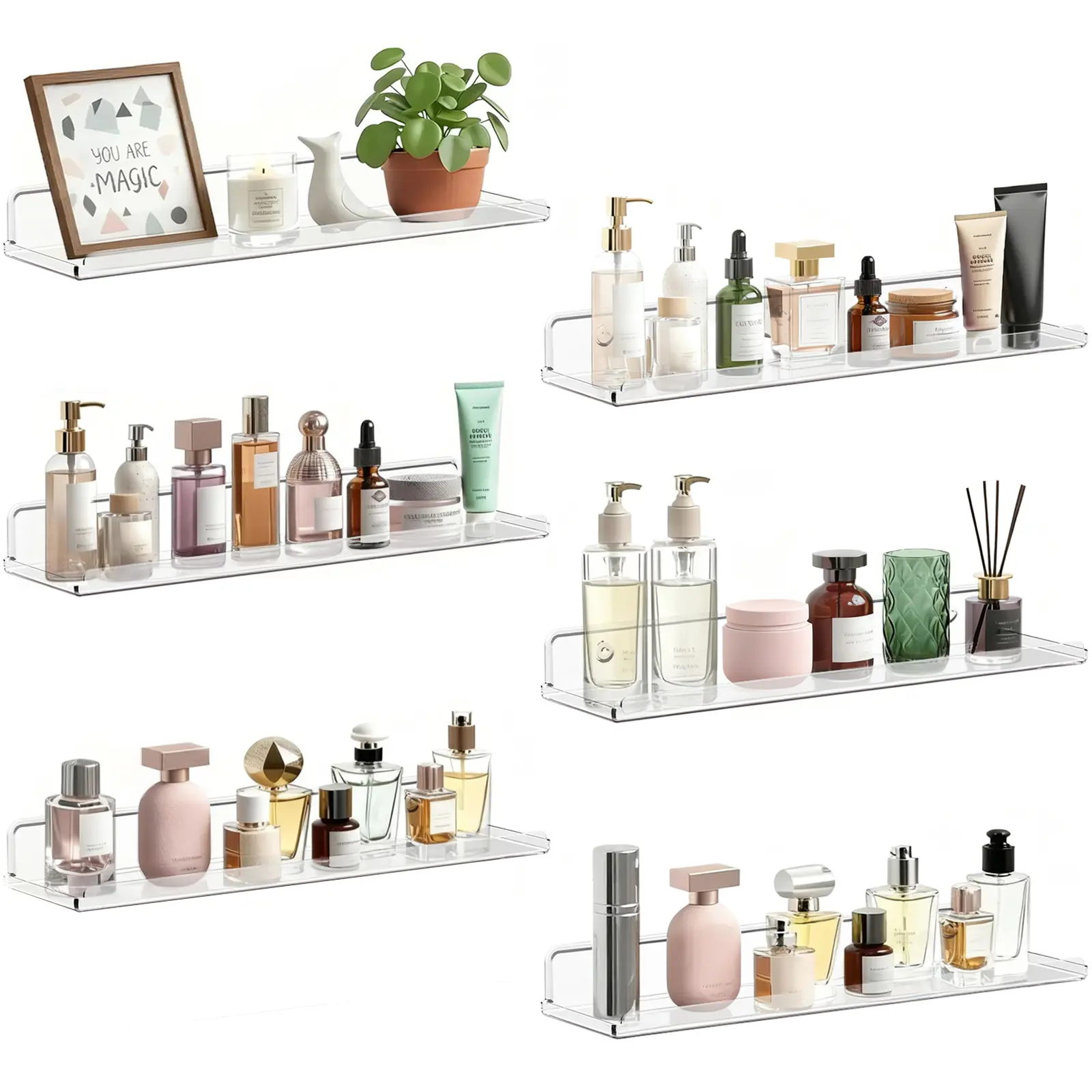 Lifewit Floating Shelves for Wall, Acrylic Shelf, Room Decor Bookcase/Vinyl Record/Photo/Picture in Bedroom, Living Room, Bathroom, Kitchen Storage Hanging Installation,DealsForYouDays summerwins