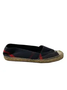 Pre-owned Burberry Women's Burberry Checked Espadrilles in Navy Blue Canvas by Rebag