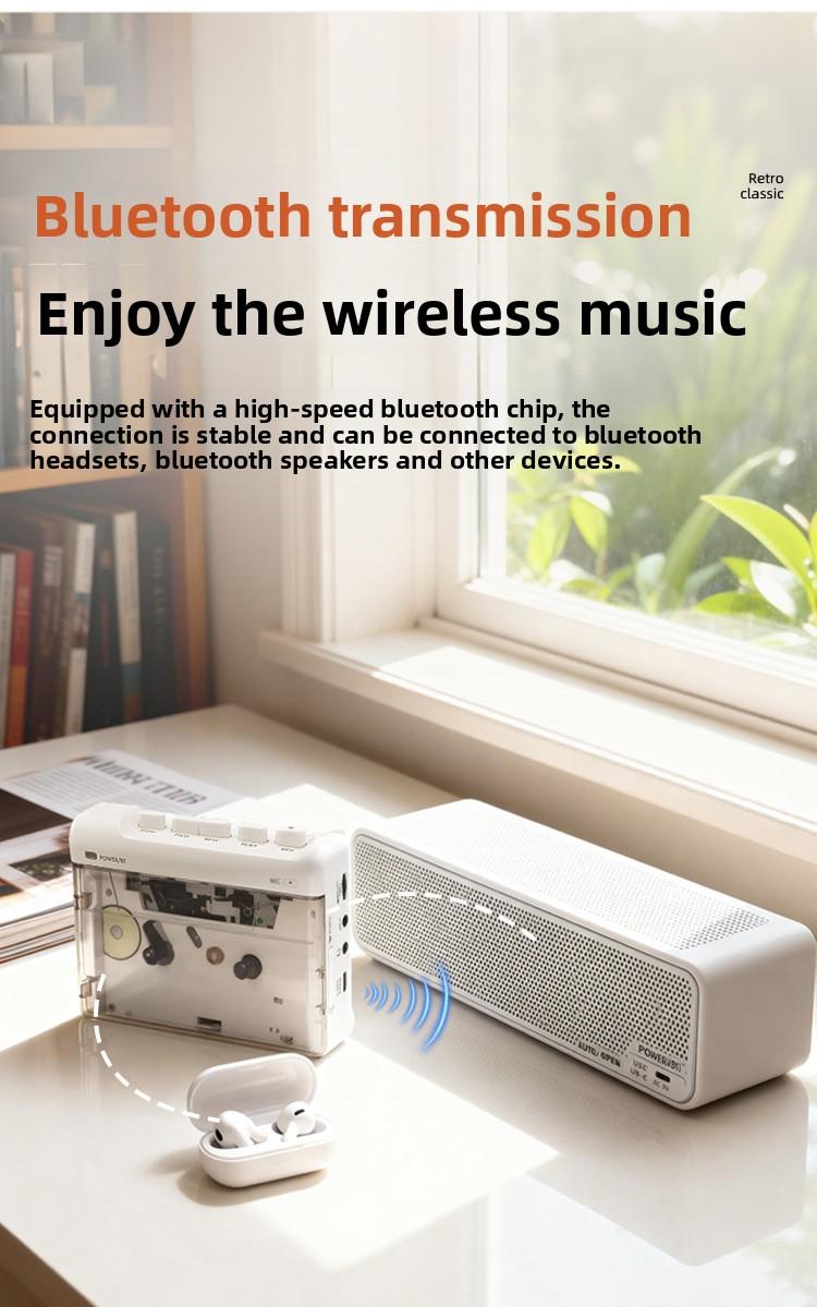 2026 New Model Heavy Bass Effect Cassette Player Nostalgic Dual Headphone Output English Listening Player