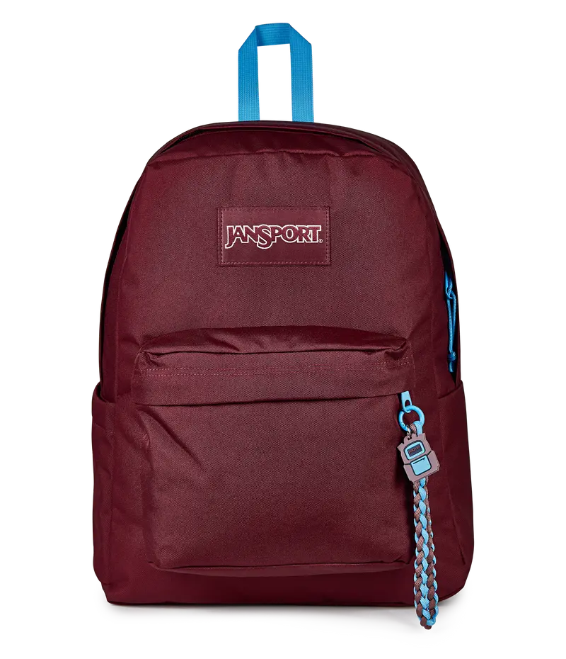 JanSport Unisex SuperBreak® Plus Charmed Backpack for School, Adjustable Shoulder Strap, Braided Cord, Built-in Organizer, 16.5 in Dimensions, 1587 cu in/26 L Capacity