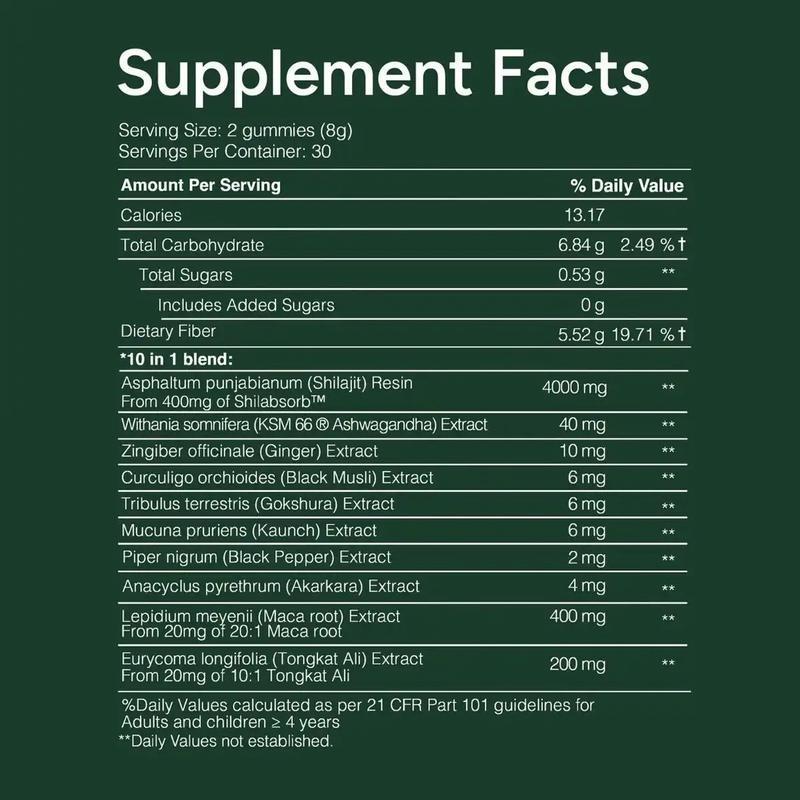 Root Labs Alpha 10-in-1 Shilajit Gummies 4000 mg| Holiday Gift-Ready| Energy, Stamina & Focus| Zero Sugar| KSM-66 Ashwagandha, Tongkat Ali, Maca| Vegan| 60 Count